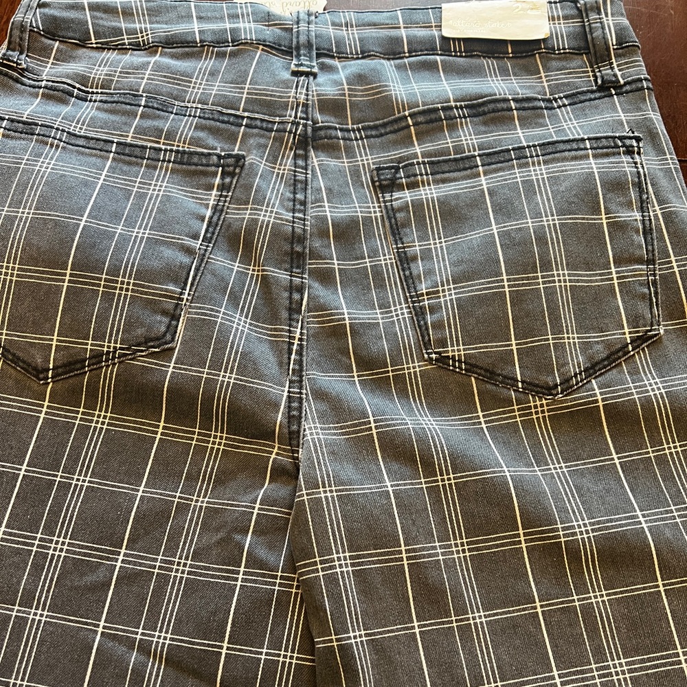 Altar'd State Black Plaid Jeans with White Windowpane - Picture 7 of 9